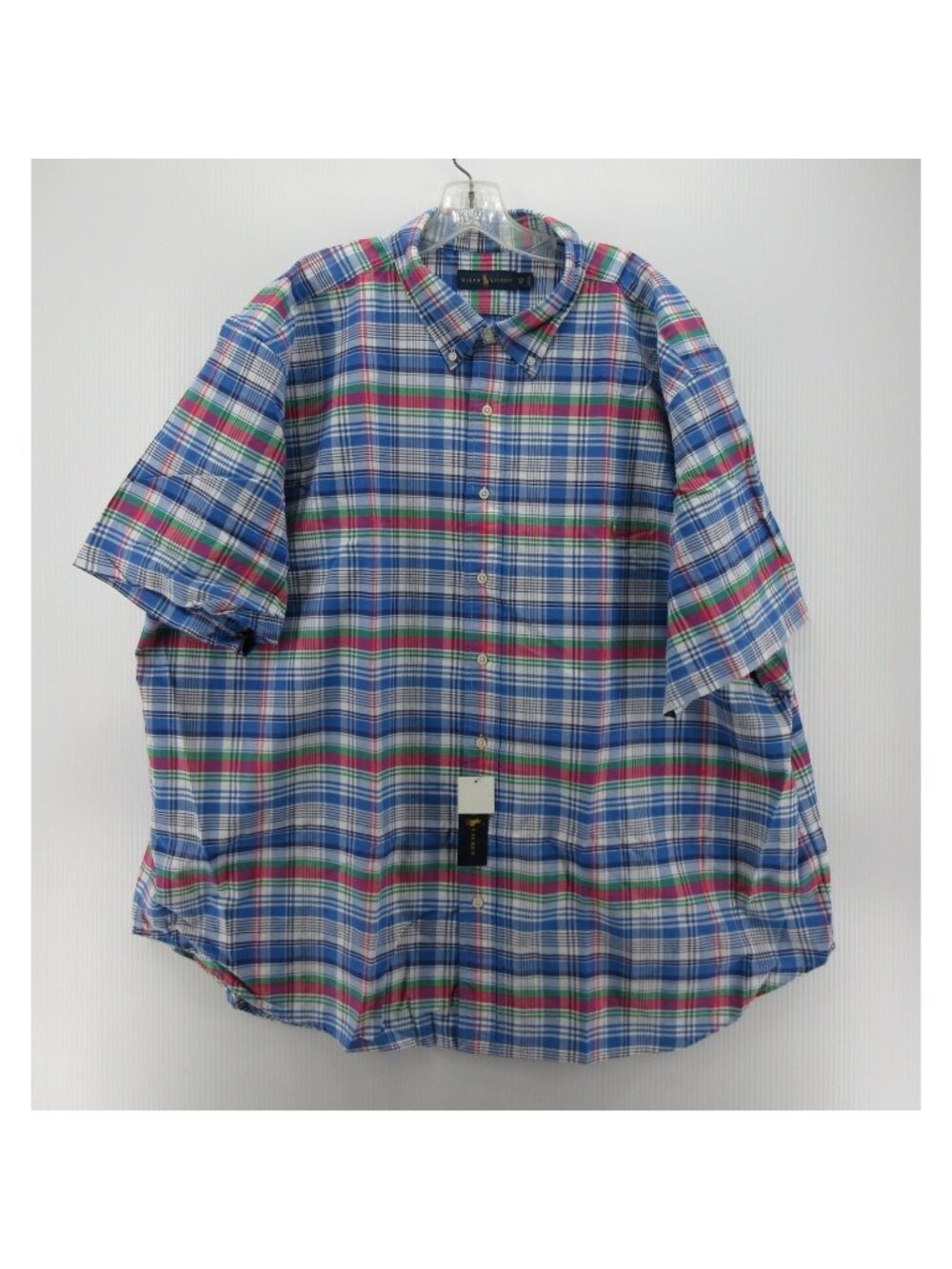 Ralph Lauren Shirt 3XB Big Button Down Plaid Preppy Flesh Pony Cotton